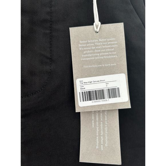 Everlane the Way High Canvas Short in Black Size 0 NWT - Picture 4 of 6
